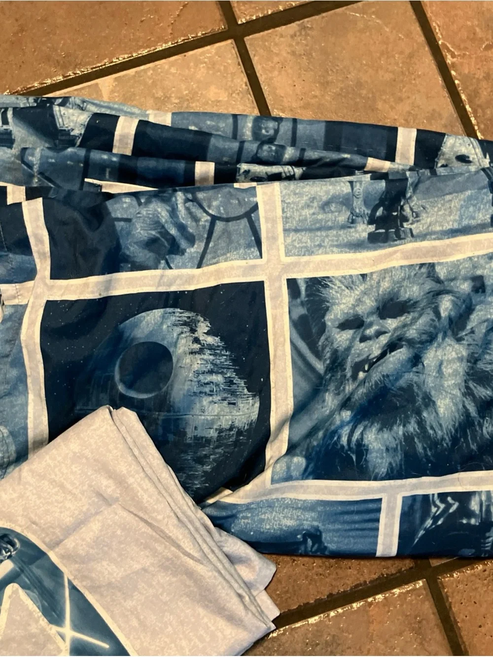Disney Star Wars Full Size Sheet Set: Blue White Patch Square . 1 Pillowcase